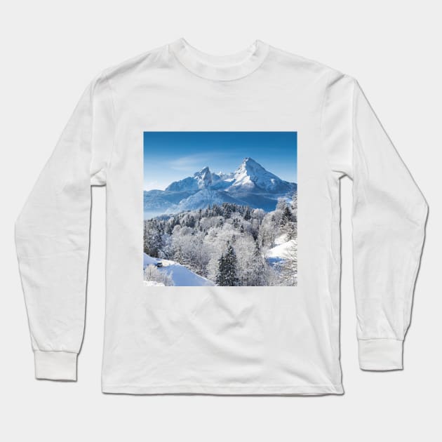 SCENERY 06 - Winter Snow Mountain Tree White Ice Long Sleeve T-Shirt by artvoria